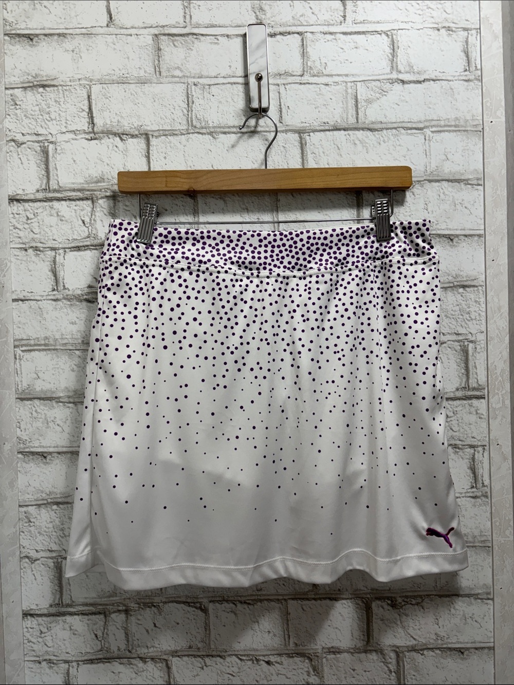 Puma White Golf Skort with Purple Dot Gradient